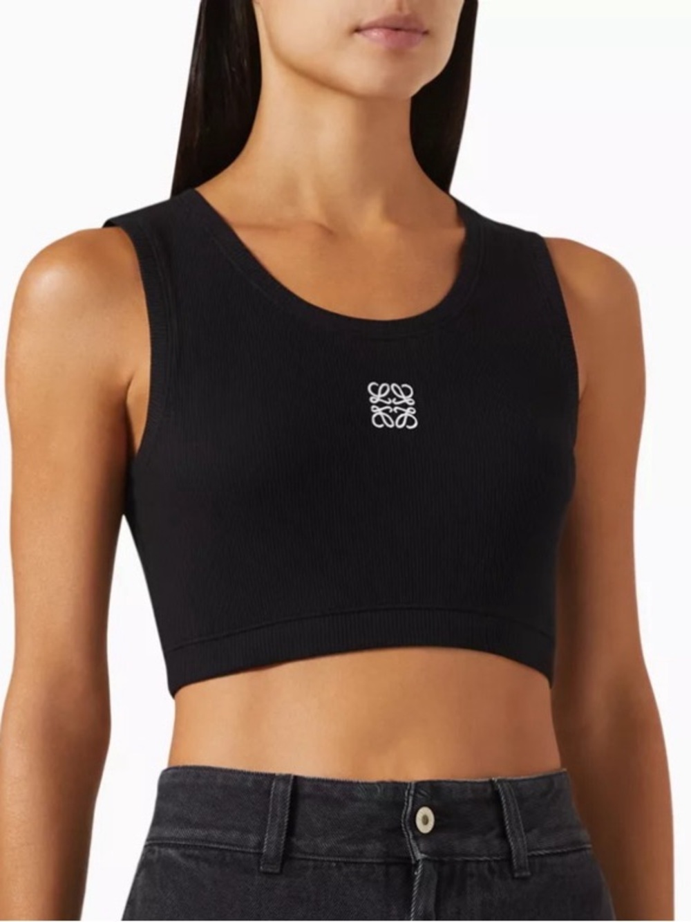 LOEWE Anagram Logo Ribbed Crop Cropped Tank Top
